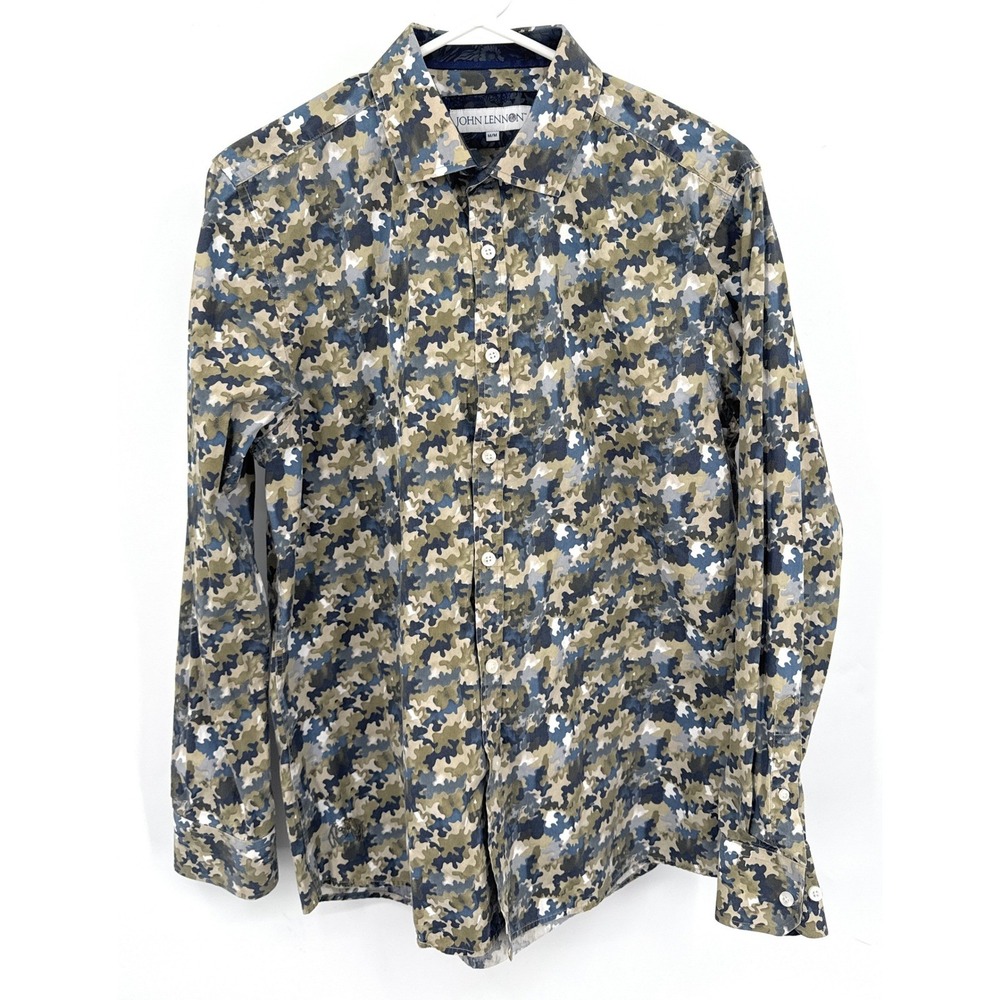 JOHN‎ LENNON Camouflage Button Down Shirt Men's M/M Long Sleeve Casual